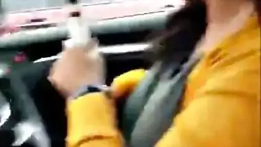 Bangalore GF boobs pressed while driving in traffic