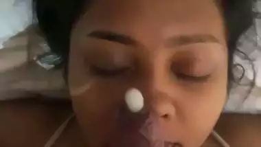 Huge facial cum upon mouth watery blowjob by wife