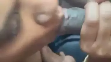 Black dick sucking horny topless girl with boobs show