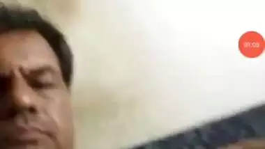 Old man enjoys a nude video call with another couple