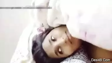Pretty Desi female wakes up with the idea of filming XXX video