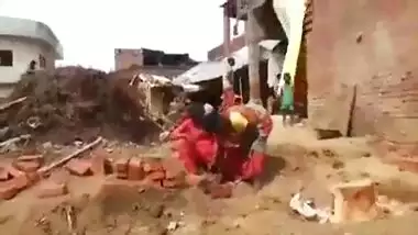 Angry village aunty showing big boobs in fight