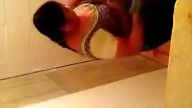 Girl spying on her stepmom having nude bath