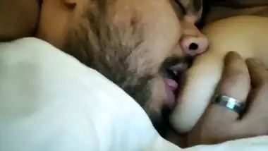 Licking and tickling boobs of beautiful GF