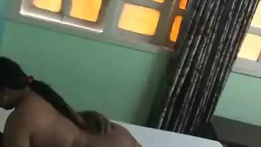 Tight ass Tamil wife fucking husband by lying over him