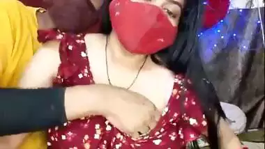 Young boy drinking breast milk with aunty boob sucking